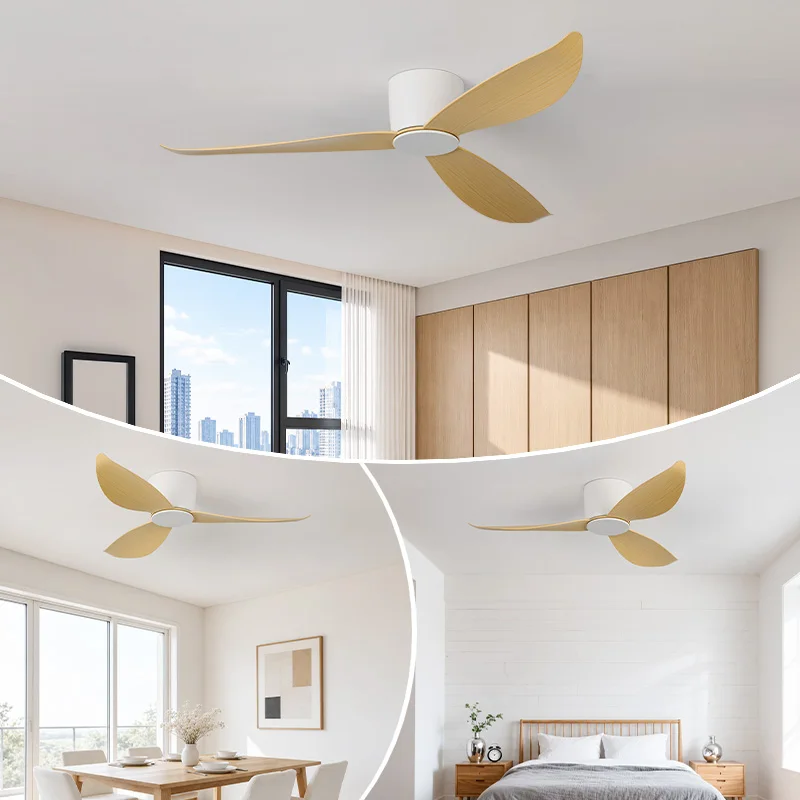 NEW SOVE Ceiling Fan White Low Floor 17cm BLDC Ceiling Fan With Remote Control Simple Ceiling Fans Without Light 220V