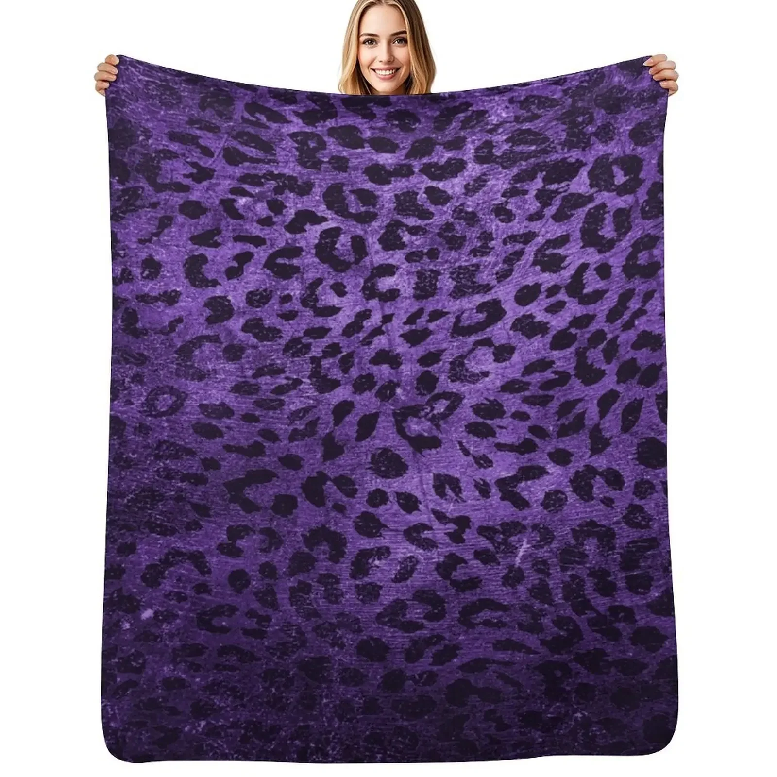

Distressed Purple Leopard Print Throw Blanket Thermals For Travel Custom blankets and throws Blanket
