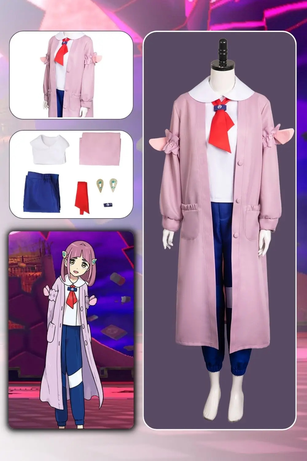 

Lacey Anime Game Scarlet Violet Cosplay Costume Coat Top Pants Set Halloween Carnival Suit For Disguise Ladies Women Adult