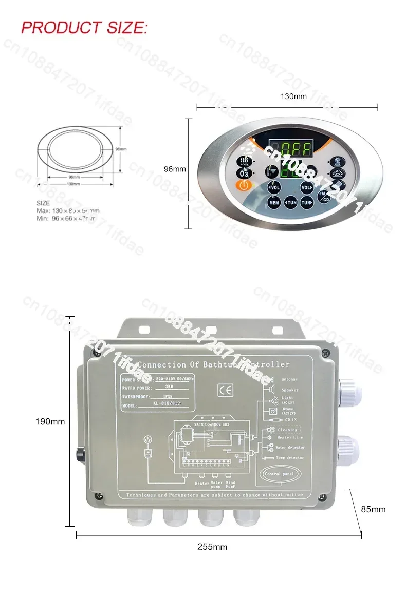 KL-819 Massage Bathtub Controller Control Board and CE Matched Bathtub Computer Spa Control System