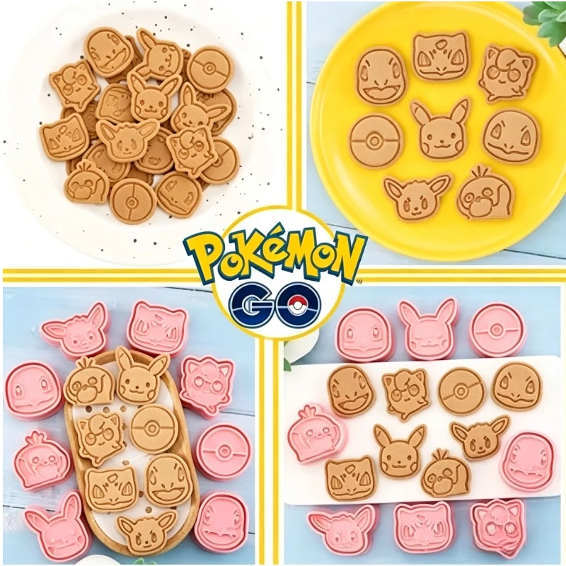 Molde para galletas de Pokémon, figura de Anime bonita, molde para galletas 3d Diy, sello para galletas, suministros para hornear en la cocina, regalos de cumpleaños, juguetes