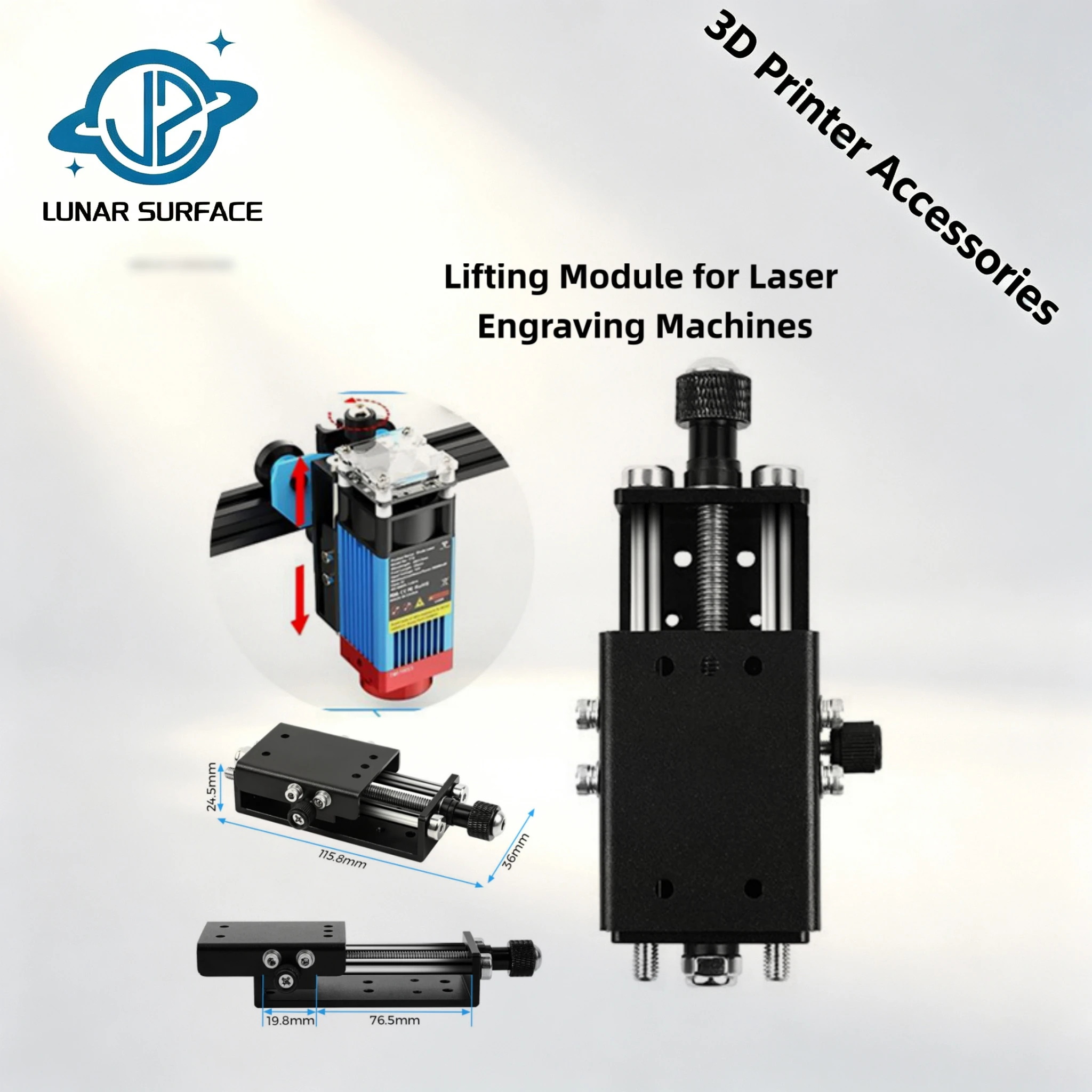 Lunar Surface For TTS-55 TTS-10 Z Axis Height Adjuster Z Axis Lift Focus Control Set Lifting Module for Laser Engraver
