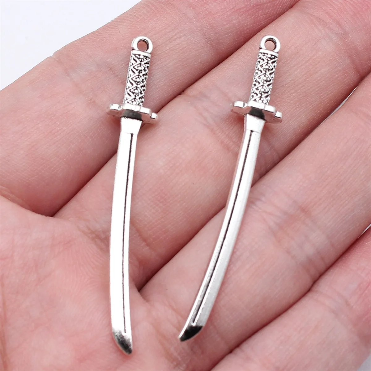 IFOCUS 10pcs/Lot ACGN Cosplay Weapon Series Sword, Gun, Sword And Halberd Charms For DIY Jewelry Making 49mm/1.93inch