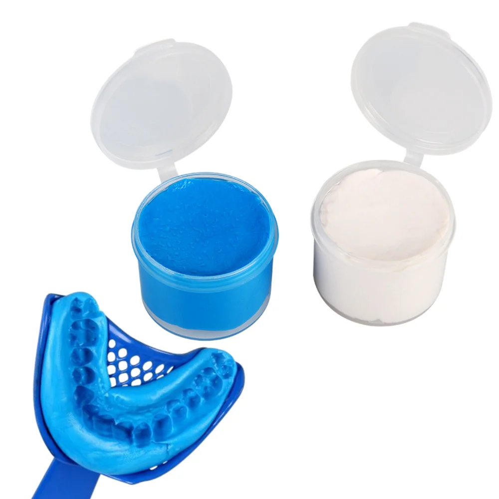 2pcs Dental Silicone Impression Material Silicone Rubber Molding Material 1:1 White-Blue Component Fast Curing Dental Clinic Use