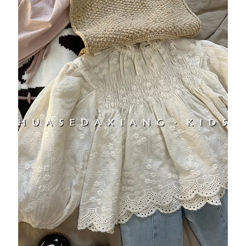 Children\'s Spring Autumn Fashionable Knitted Shawl Shirt 3 Pieces Set Korean Children\'s Clothing New Girls Vintage Suit