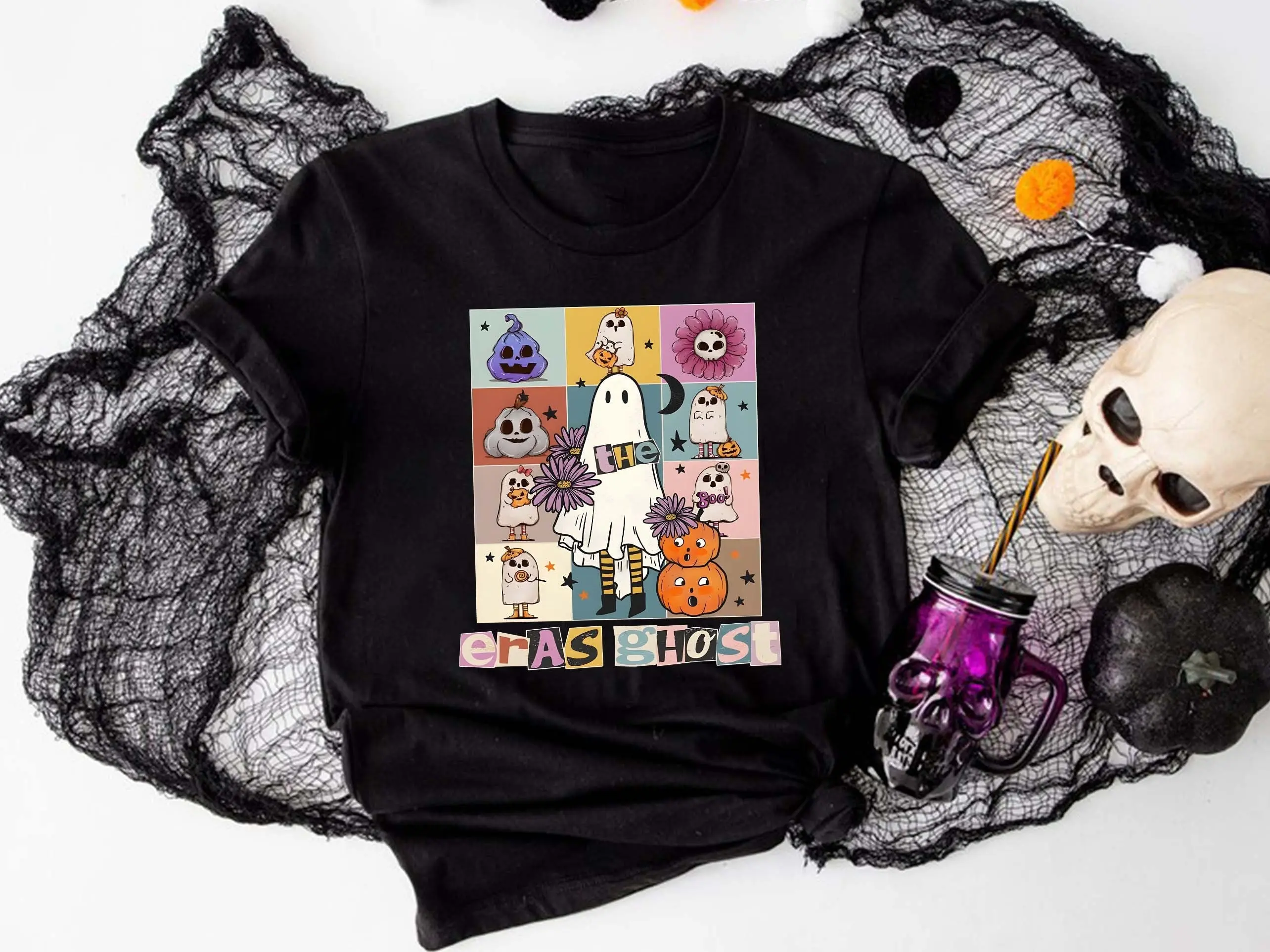 Ghost Halloween T Shirt Vibe SweaT Spooky Season With Pumpkin Sweater