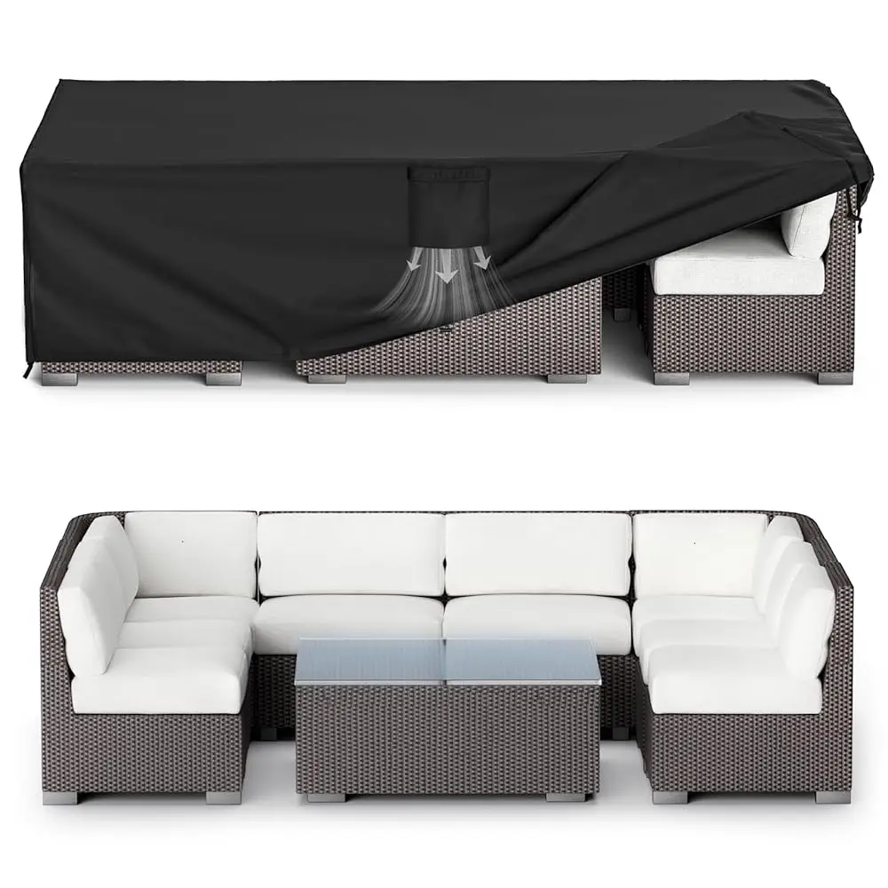

Mr.Cover Outdoor Furniture Cover Waterproof, 600D Heavy Duty Rectangular Tear-Resistant Windproof Protective Patio Table