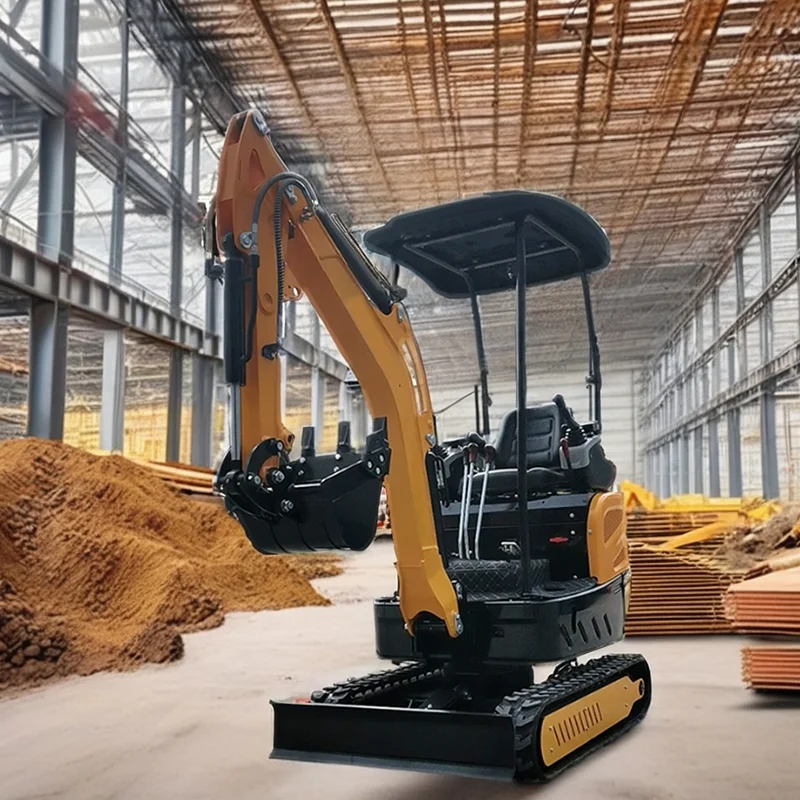 Miniexcavadora sobre orugas personalizada de 1,7 toneladas con función de oscilación lateral retráctil sobre orugas con sistema piloto hidráulico