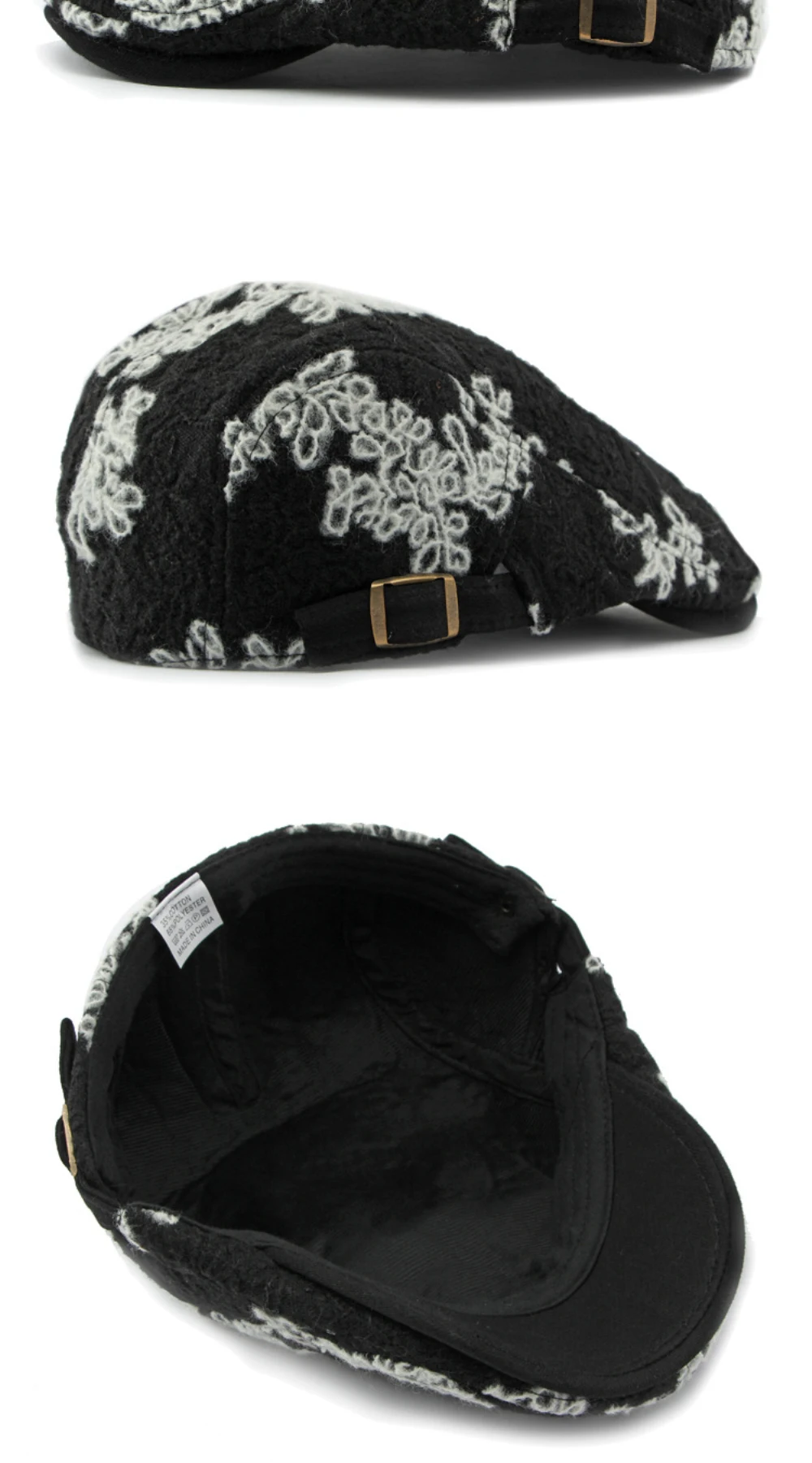 HT4609 Baskenmützen für Männer und Frauen Vintage Blumenmuster Künstler Maler Baskenmütze Unisex Verstellbare Ivy Flachmütze Herbst Winter Strick-Baskenmütze – Detail 12