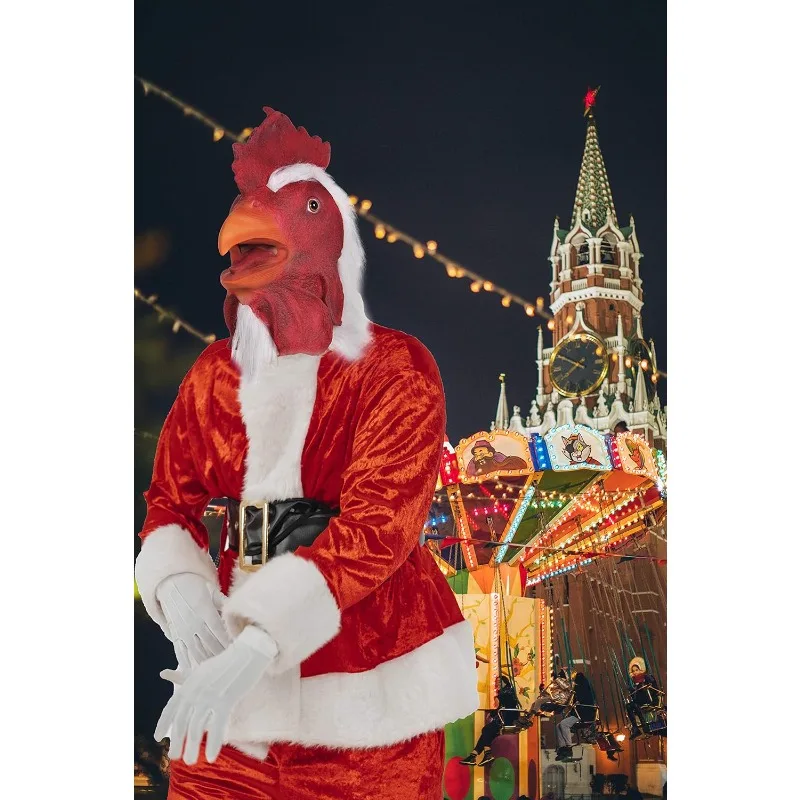 عيد الشكر تأثيري حلي الديك الأبيض الحيوان قناع الرأس قناع مضحك للكبار هالوين حفلة مرحلة الأداء لعب الأدوار الدعامة