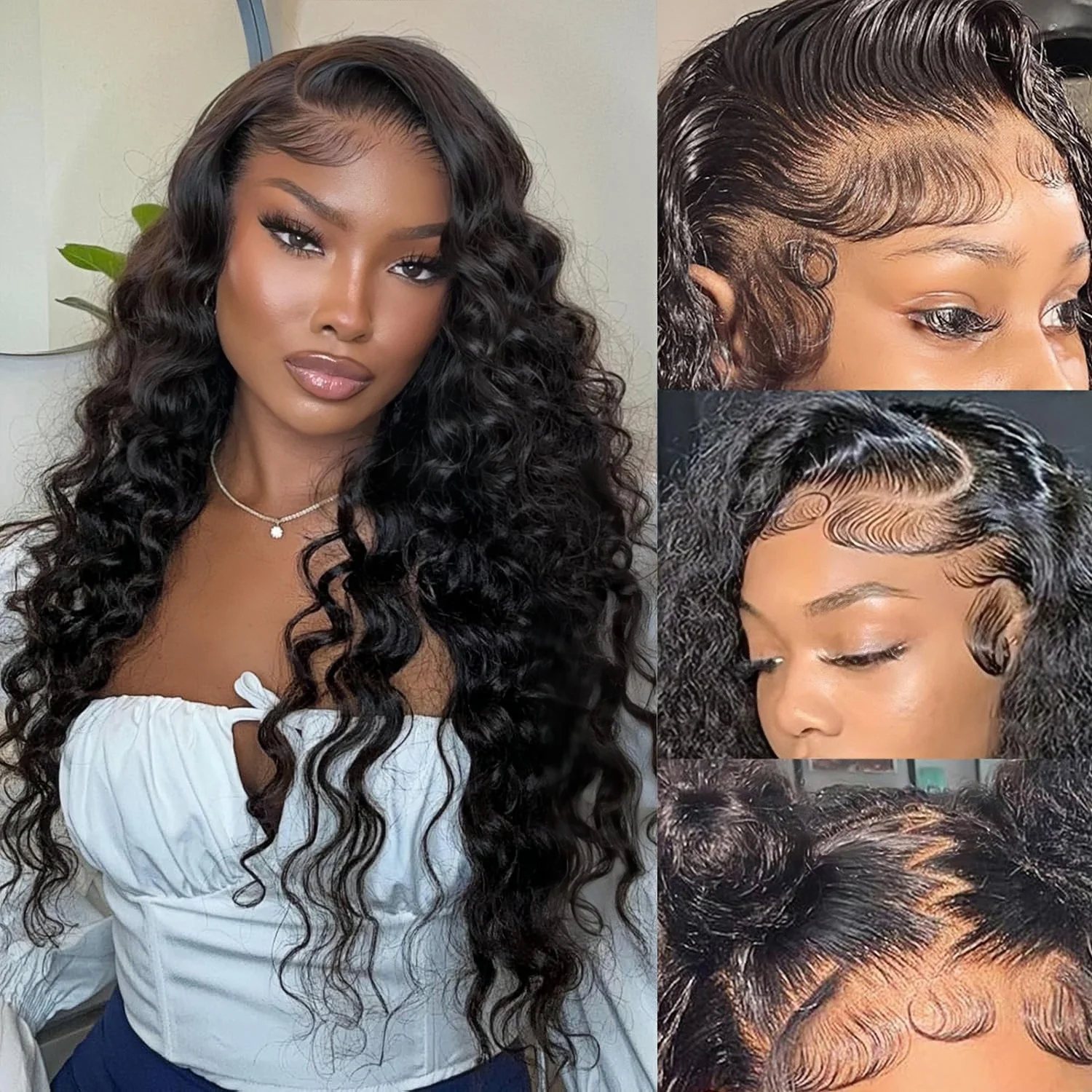 Loose Wave 13x6 HD Lace Frontal Wigs Human Hair Lace Front Water Wave Human Hair Curly Wigs Pre Plucked with Baby Hair for Women image 2