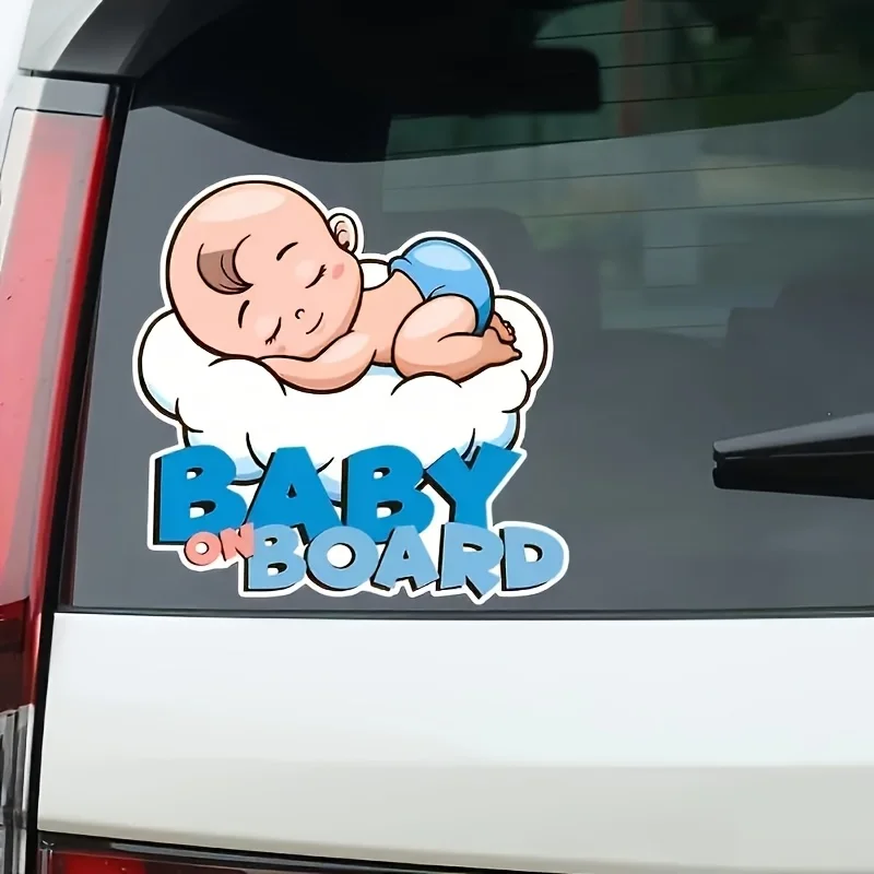 Baby On Board Sleeping Baby Vinyl Sticker Waterproof Decal For Car Rear Window Safety Sign Auto Accessories Family Decor