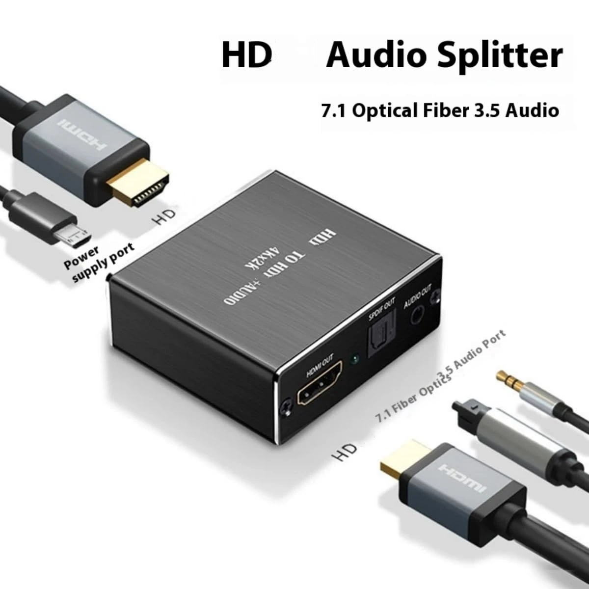 

HDMI-Compatible Audio Extractor Stereo Converter Optical SPDIF 3.5mm Jack Home Theater Audio Splitter Adapter for Soundbars