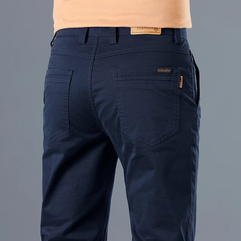 2024 Heren Hoge Kwaliteit Puur Katoen Klassieke Effen Kleur Casual Broek Business Stretch Katoen Slanke Rechte Merkbroek Mannelijke