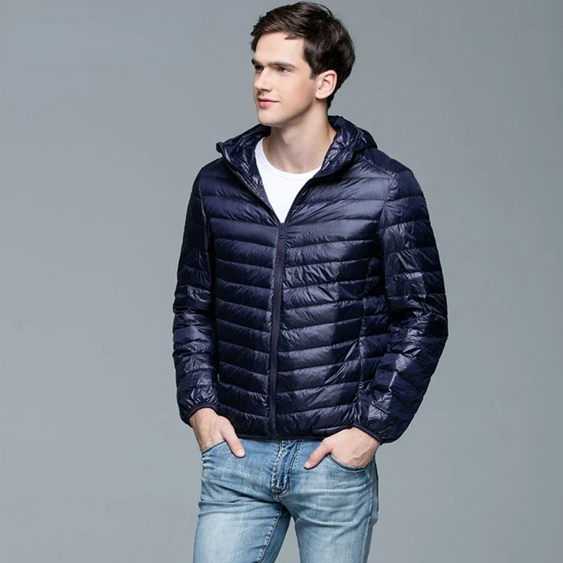 Chaqueta acolchada ligera resistente al agua para hombre, abrigo cálido con capucha para invierno y otoño, de alta calidad