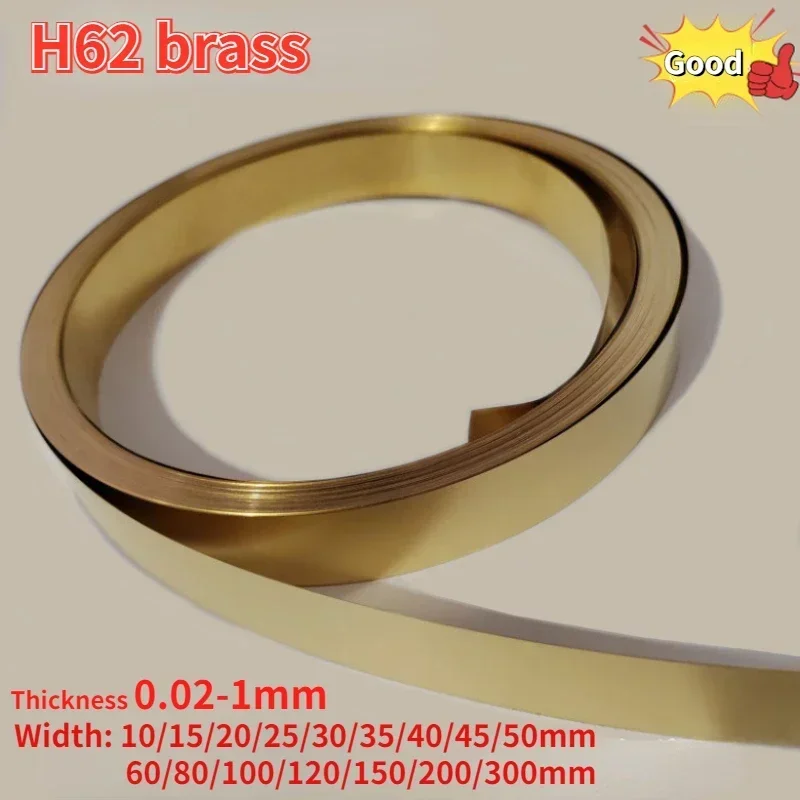 Width 10/15/25/35/45/60mm Thick 0.02-1.0mm 1 Meter Brass Strip H62 Brass CNC Metal Thin Sheet Foil Plate Narrow Strip