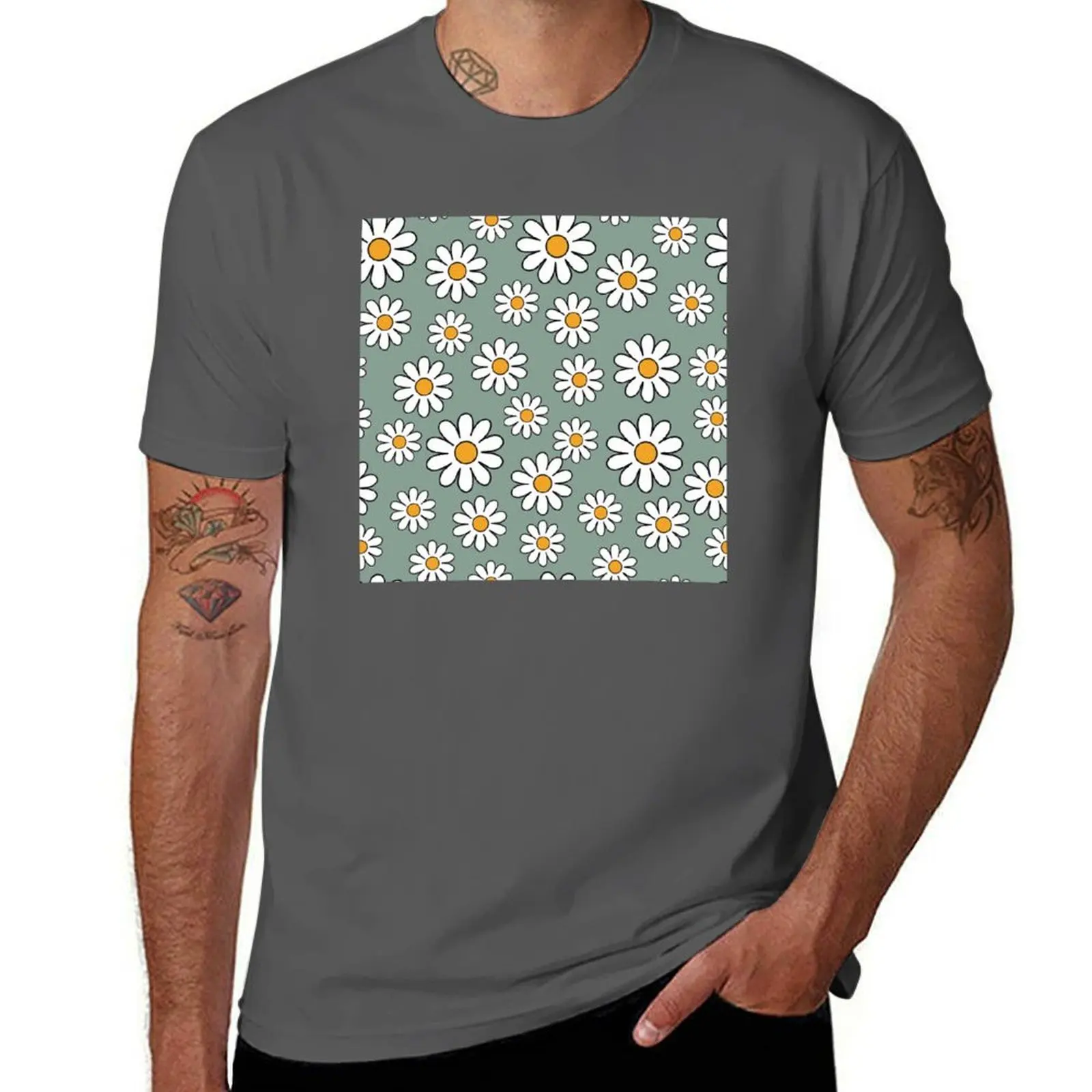 

retro daisies T-Shirt Casual Loose Fit Summer Tee Shirt