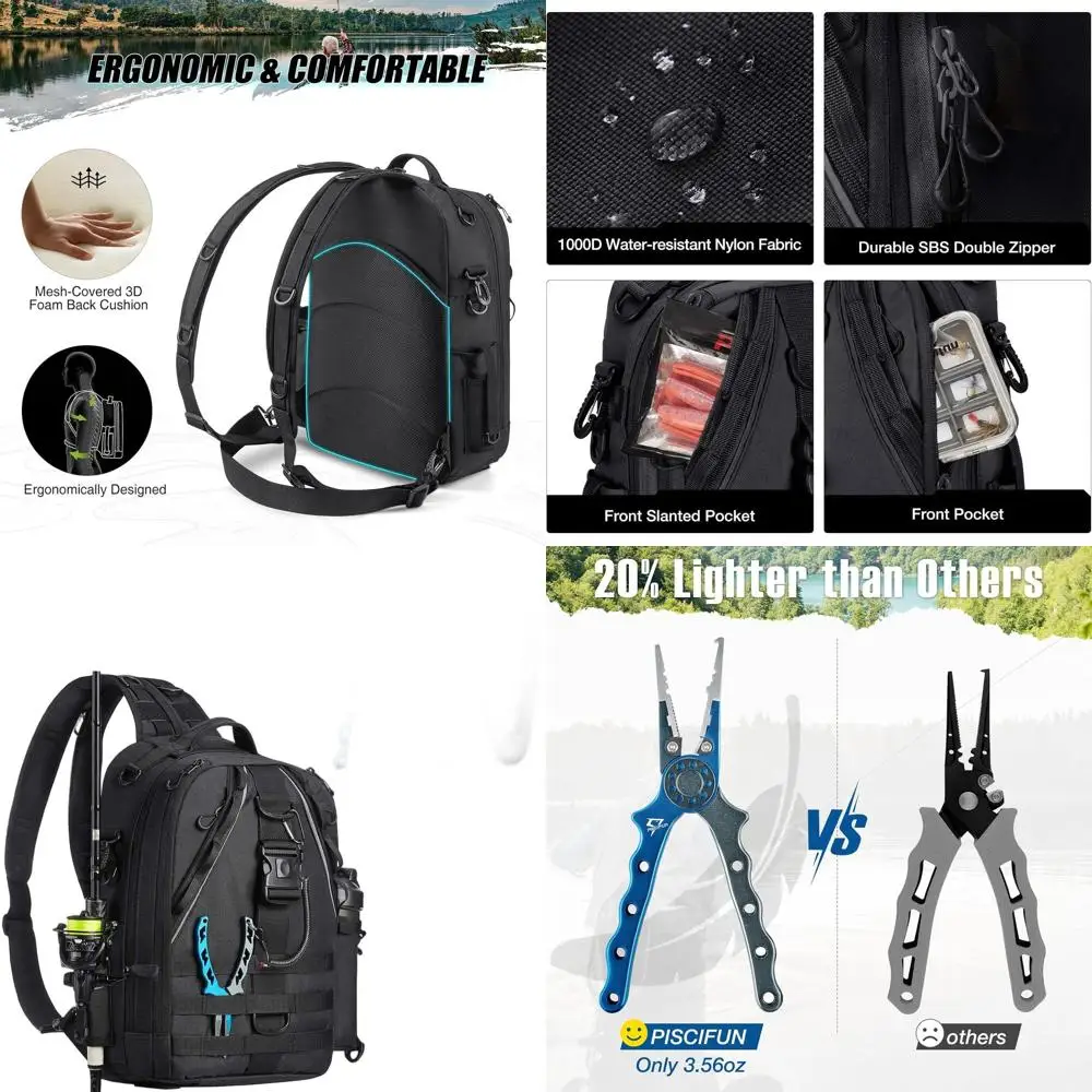 

Fishing Tackle Backpack with Pliers Included