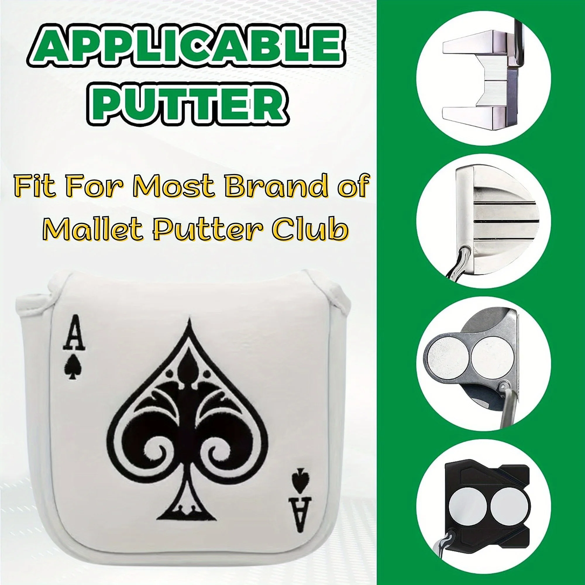 Golf Poker Ace White Mallet Putter Cover Funny Golf Mallet Putter Cover  ,Great Christmas Golf Accessories for Men Golfers Dad image 2