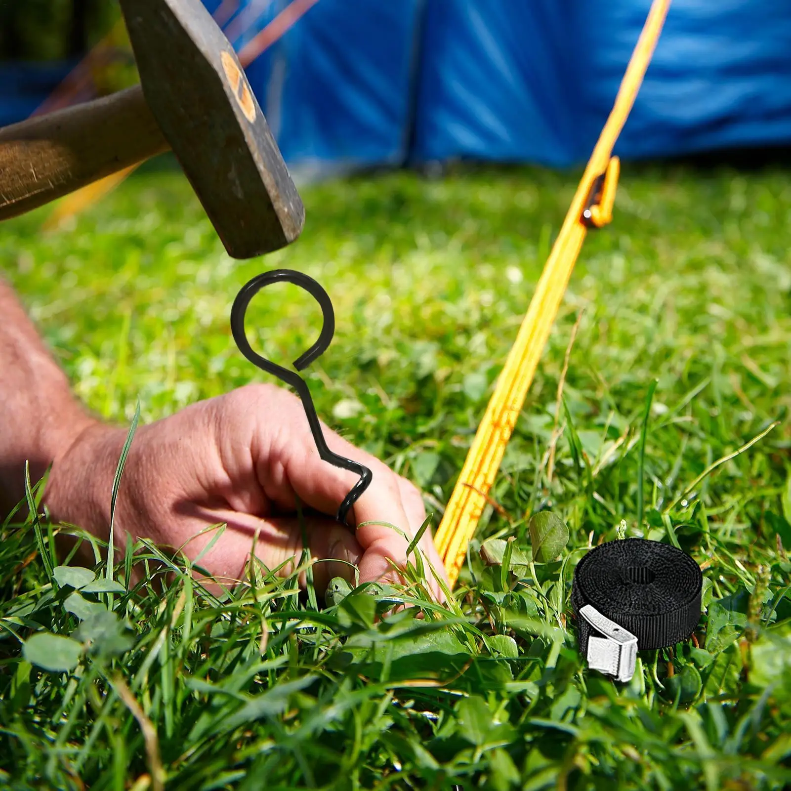 4 Pieces Rustproof Outdoor Spiral Secure Tent Spikes Dog Stake Dog Leash Stake for Camping Garden Yard Beach Backyard Park