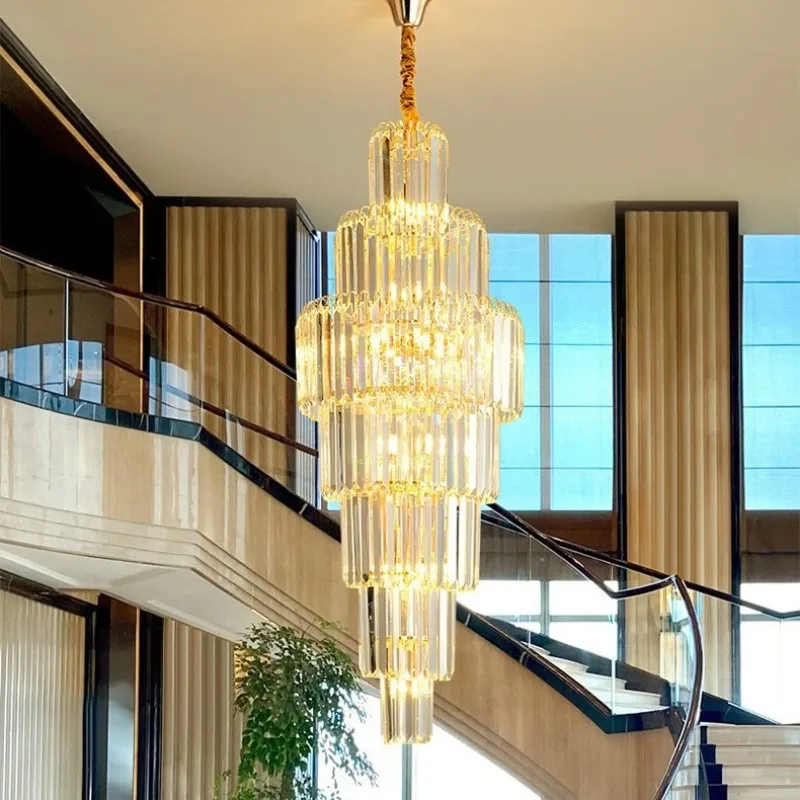 Duplex-Gebäude Kristall Wohnzimmer großer Kronleuchter postmoderner leichter Luxus-Sprungboden