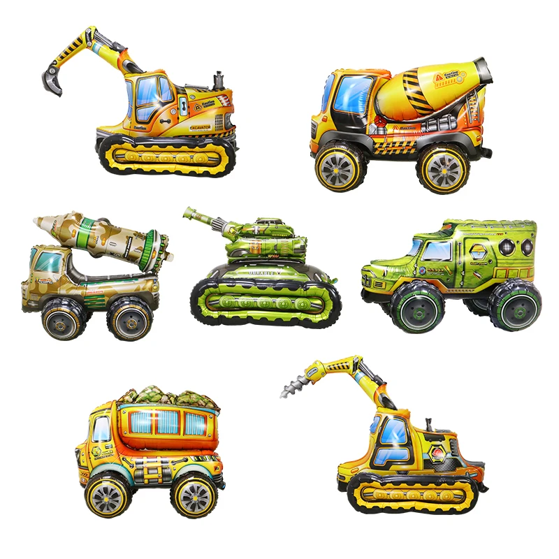 3D Balloons Children\'s Toys Gift Excavator Car Assembly Birthday Balloons Gift Tank Car Stage Birthday Party Decoration Balloons