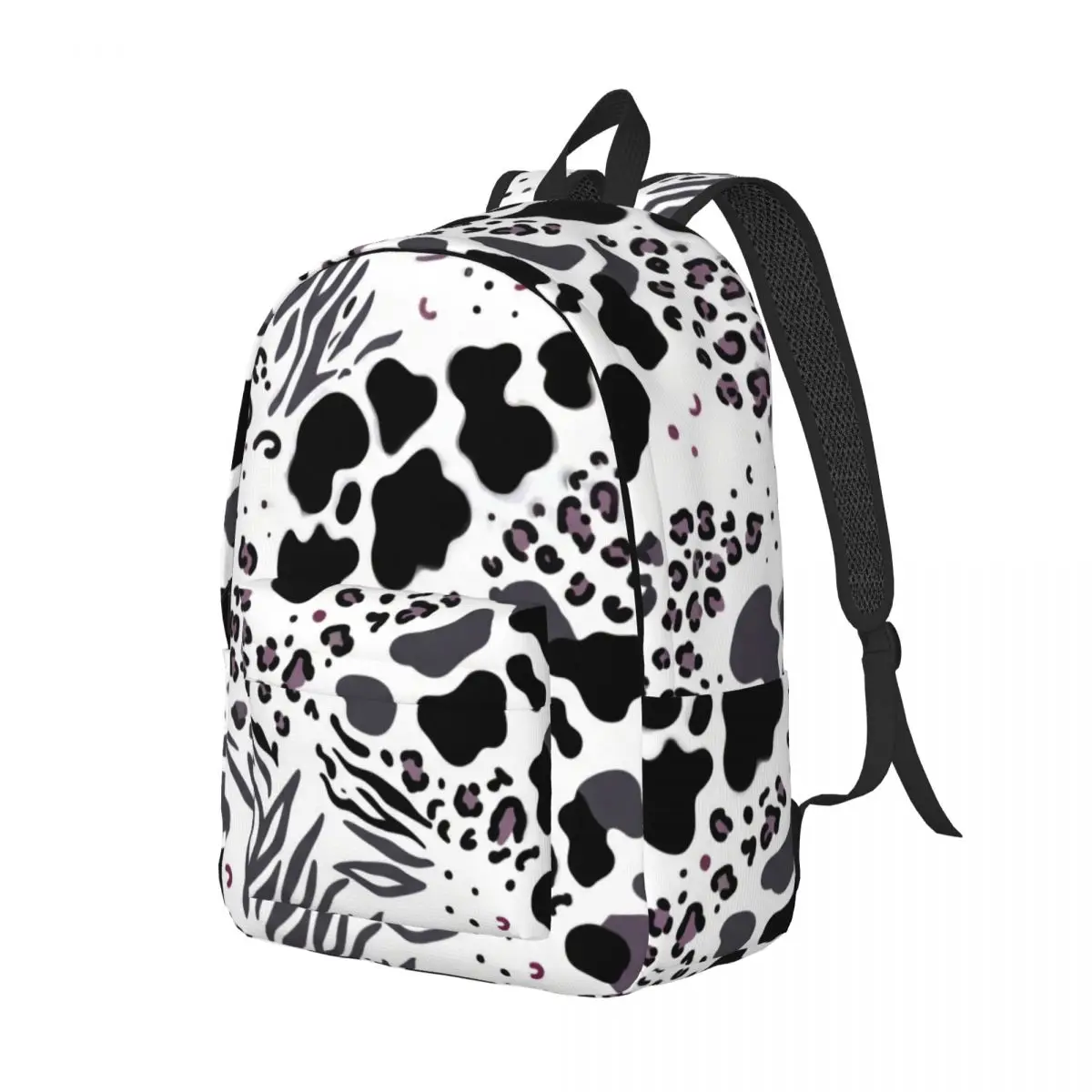Star School Backpack Galaxy Space Print Backpack Center Skull Bat Crescent Moon Goth Punk Black White Aest Aesthetic Daypack Gym