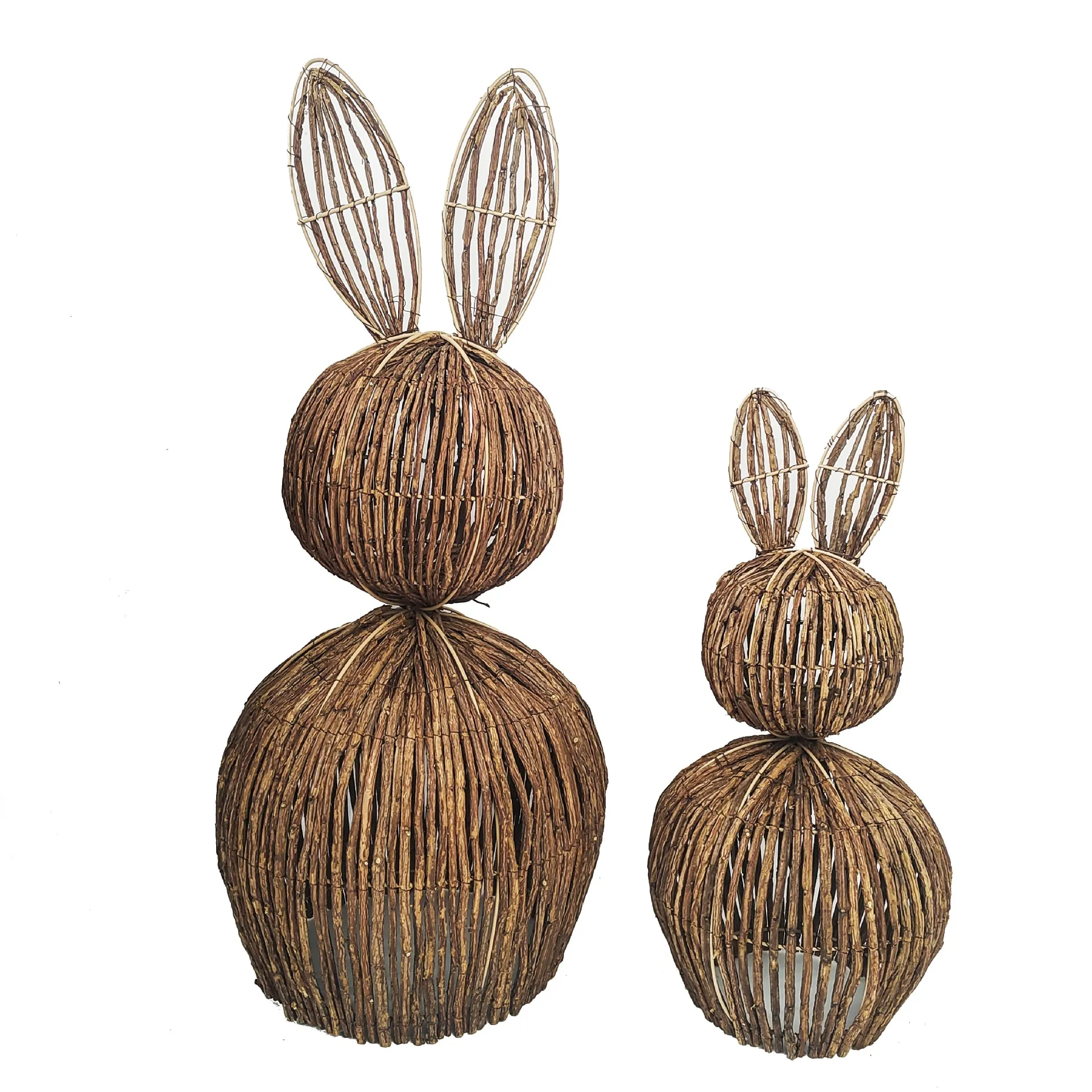 

New Easter Rattan Woven Bunny DIY Natural Rattan 100% Handwoven Rabbit for Pumpkin Easter Festival Pastoral Fun Decoration