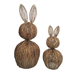 New Easter Rattan Woven Bunny DIY Natural Rattan 100% Handwoven Rabbit for Pumpkin Easter Festival Pastoral Fun Decoration