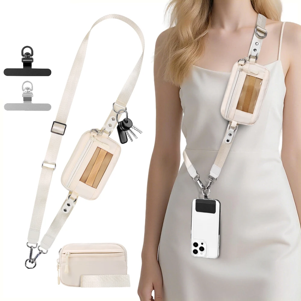 

Adjustable Phone Strap With Zippered Pouch Fashion Mobile Phone Lanyard Crossbody With Wallet Phone Sleeve Accessories Pendant