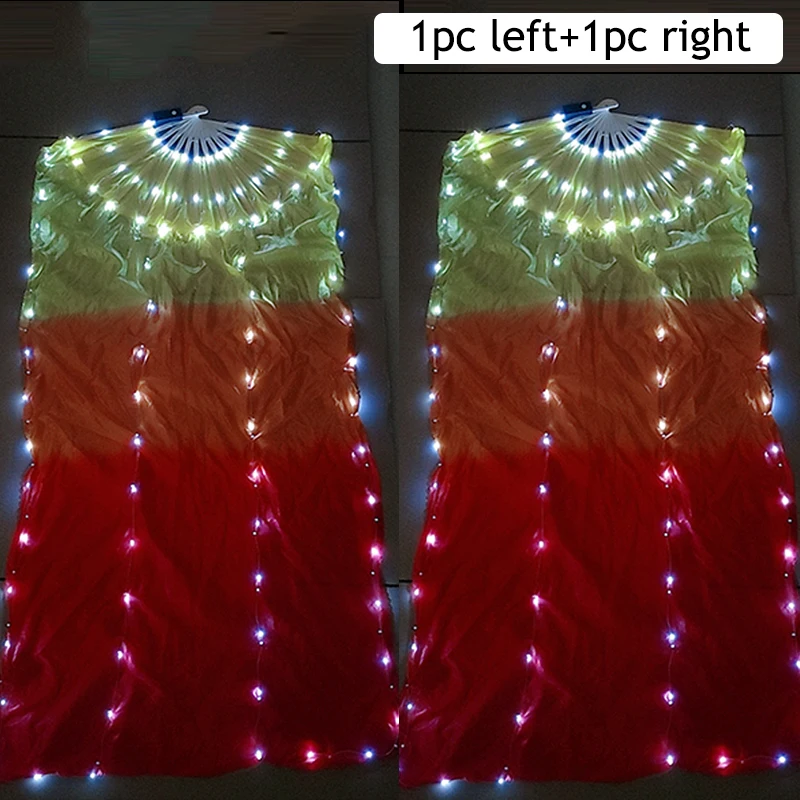 1 paar Links en Rechts 150 cm Lengte Buikdansen LED Fan Gradiëntkleur Zijde Fans Dans Accessoires Stage performance Props