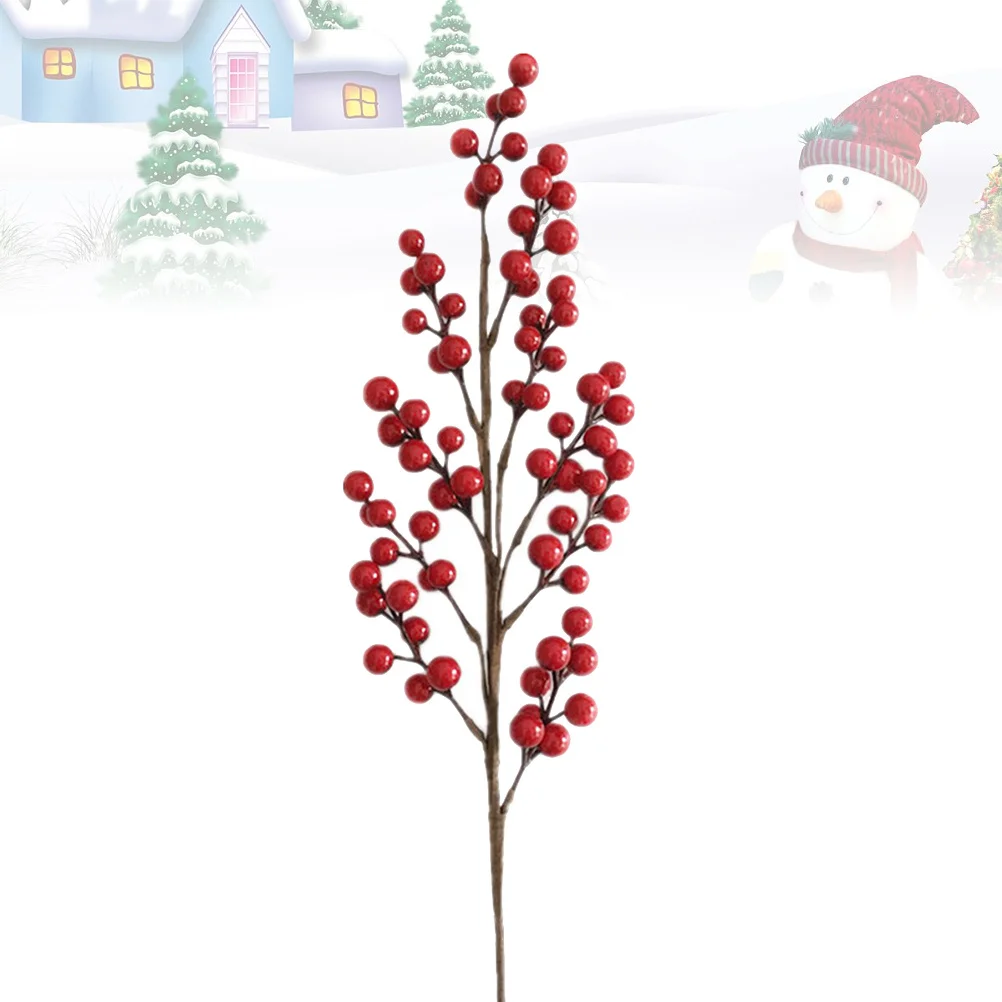 

2Pcs Artificial Berries Berry Rattan Red Flexible Bendable Decorative Ornament Christmas Flower Arrangement Accessory for Vase