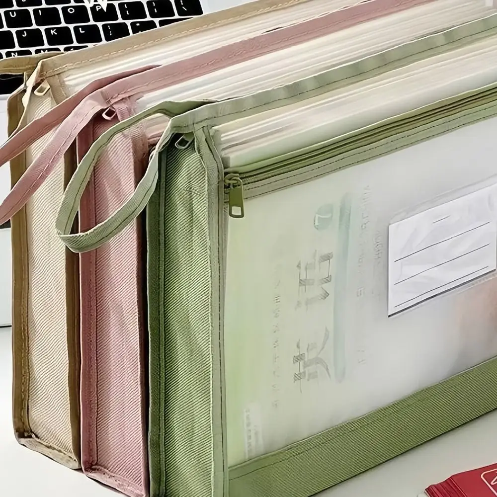 Nuevo Bolsa de archivo de malla transparente, bolsa de almacenamiento de papel de prueba gruesa de gran capacidad, bolso de mano de doble capa con cremallera