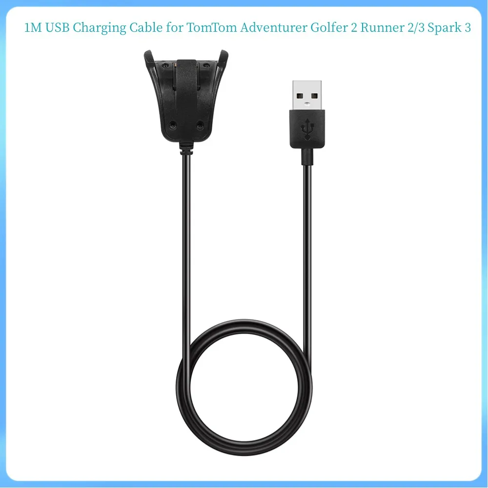 1M USB Charging Cable for TomTom Adventurer Golfer 2 Runner 2/3 Spark 3 Smart Watch  charger