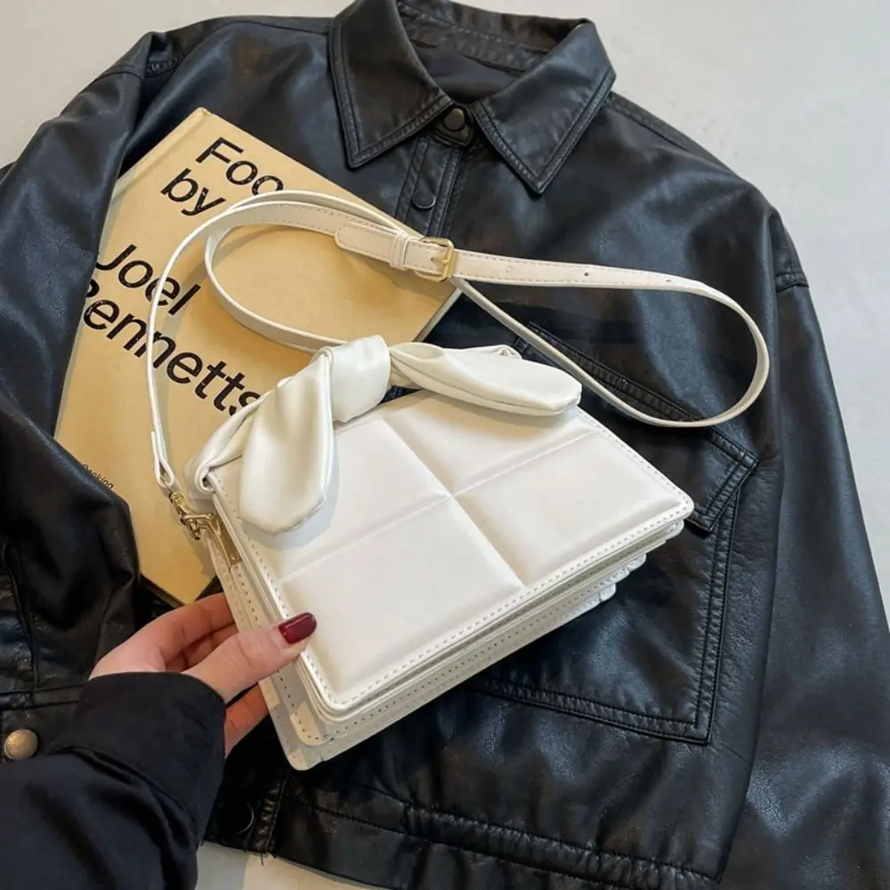 

PU Bow Handle Chocolate Shape Square Bag Purse Solid Color Simple Crossbody Bag Shoulder Bag Korean Style PU Handbag Streetwear