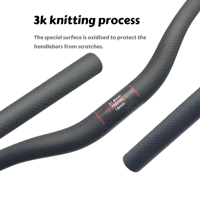 Neueste 3K Vollcarbon-Fahrradlenker 90mm Rise 25mm Backsweep MTB 31.8x660-760mm Renn- und Kletterfahrrad Matt – Detail 2