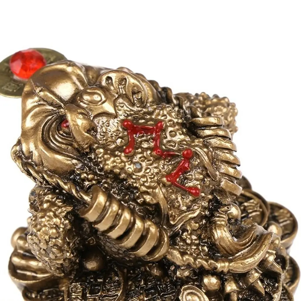 عملة فنغ شوي الصينية الذهبية الضفدع ، زينة الثروة النقدية الراتنج ، زخرفة الطاولة ، هدية الحظ ، المنزل والمكتب #3