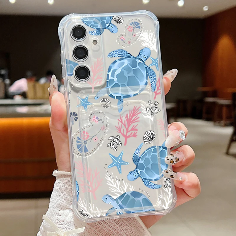 Ozean-Schildkröten-Handyhülle für Samsung Galaxy S26 S24 S23 Ultra S25 Edge S25 FE A57 A37 A17 A56 A16 A55 A26 Kartenetui Brieftaschenhülle