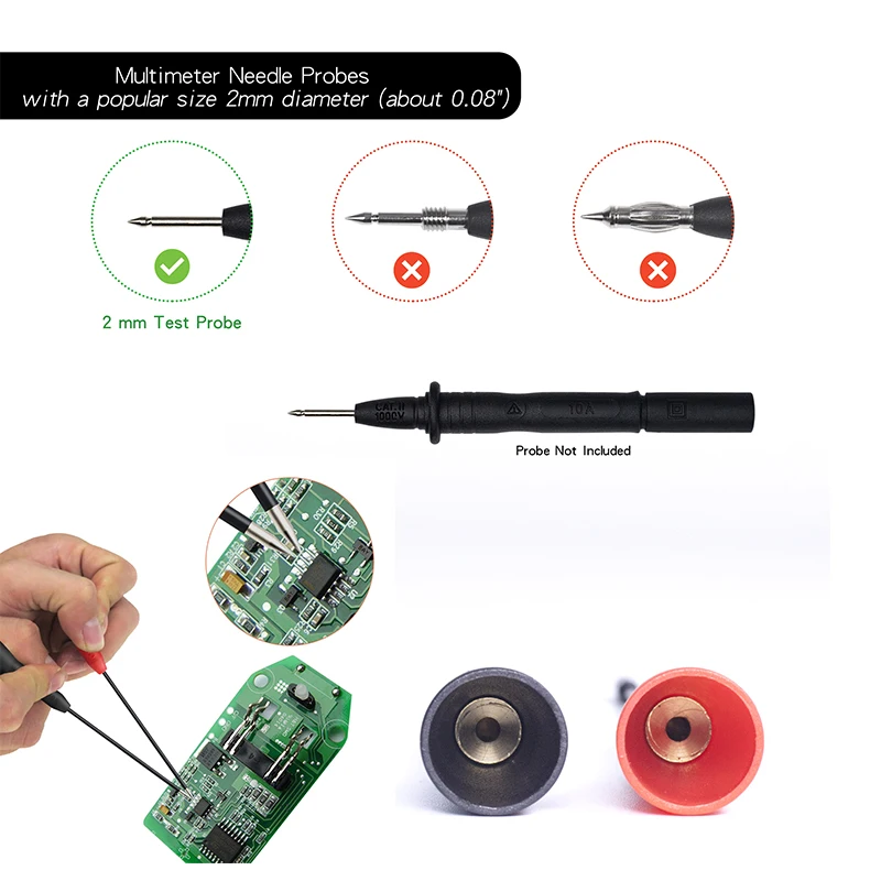 2pcs 600V/10A Multimeter Test Leads Probe Tip 2mm Interface High Quality Plastic Steel Needle Back Probe