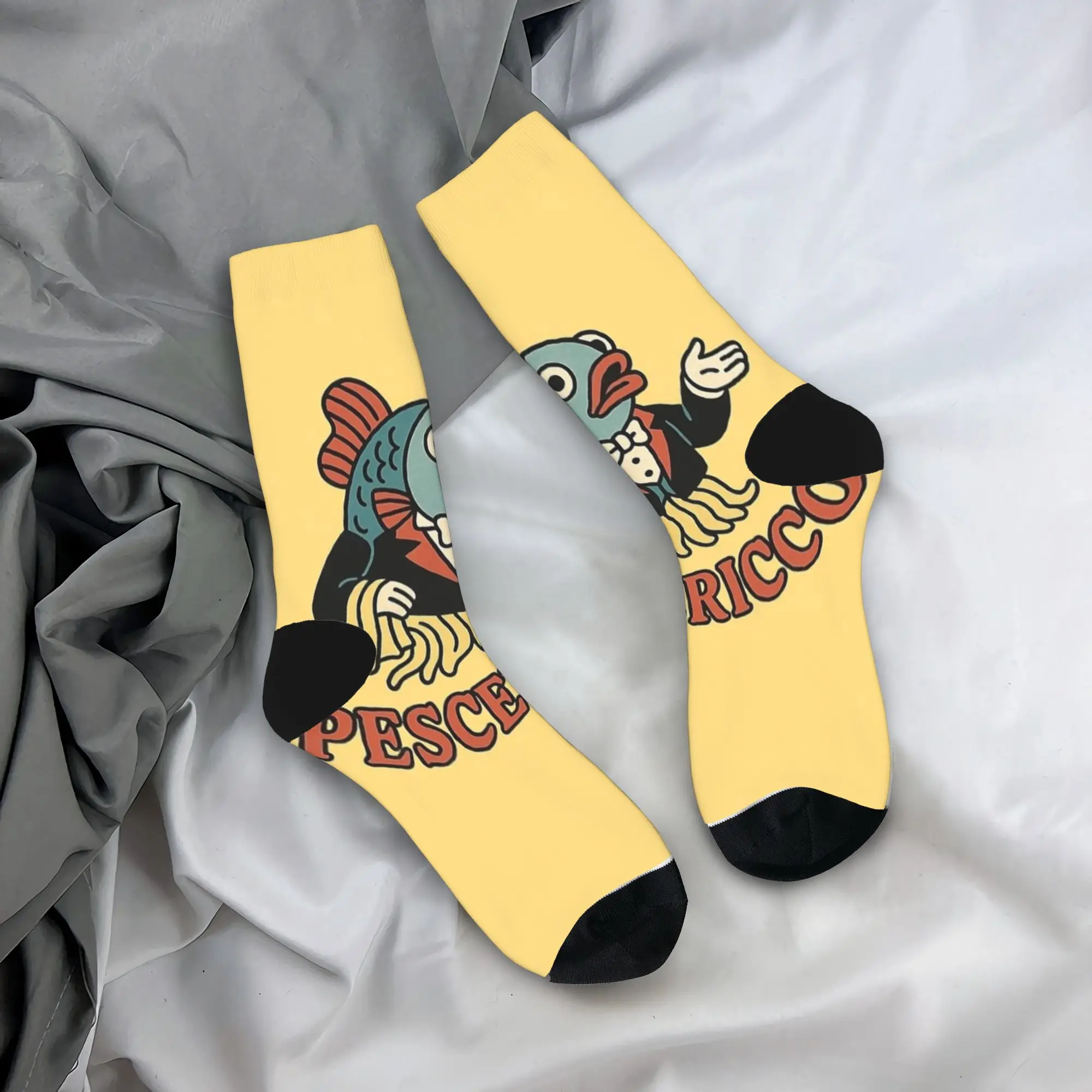 

PesceRicco итальянские чулки Brainrot Meme Creature, мужские носки, мягкие носки в стиле Харадзюку, зимние нескользящие дизайнерские носки для бега, подарок
