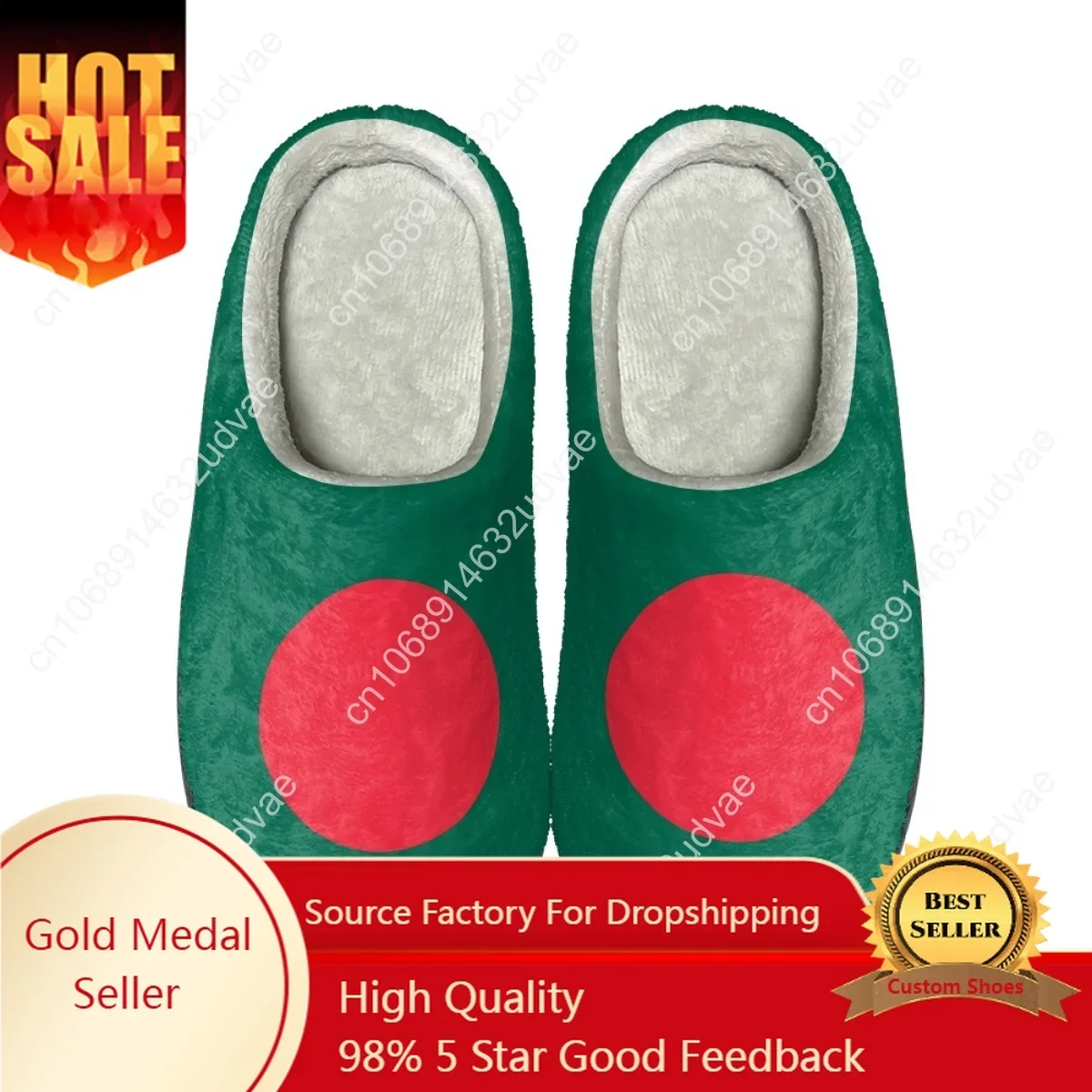 

Bangladesh Flag Indoor Slippers for Women Winter Thick Sole House Warm Slides Couples Home Non-Slip Cotton Slippers Dropshipping