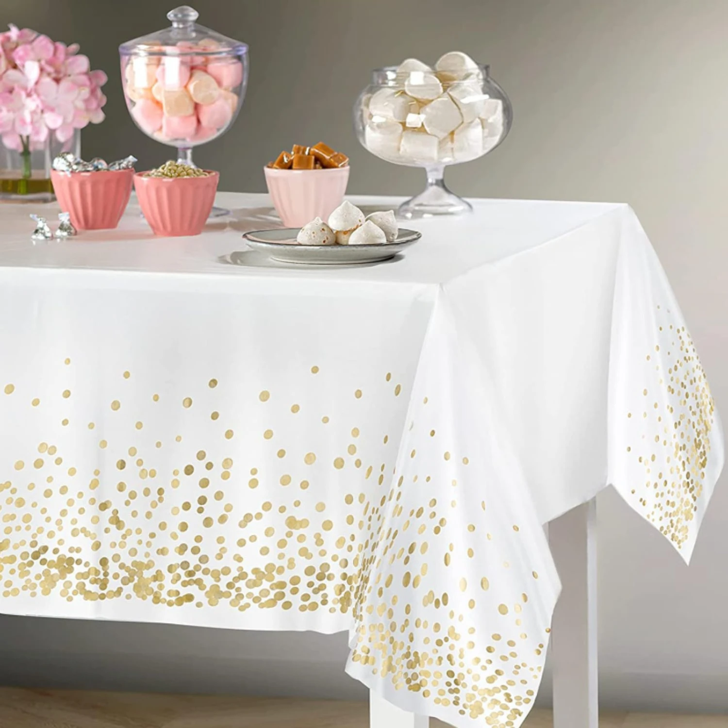 6-Pack Golden Dots Tablecloth - Waterproof, Durable, Leak-proof - 54x108 Inches - Perfect for Parties and Events