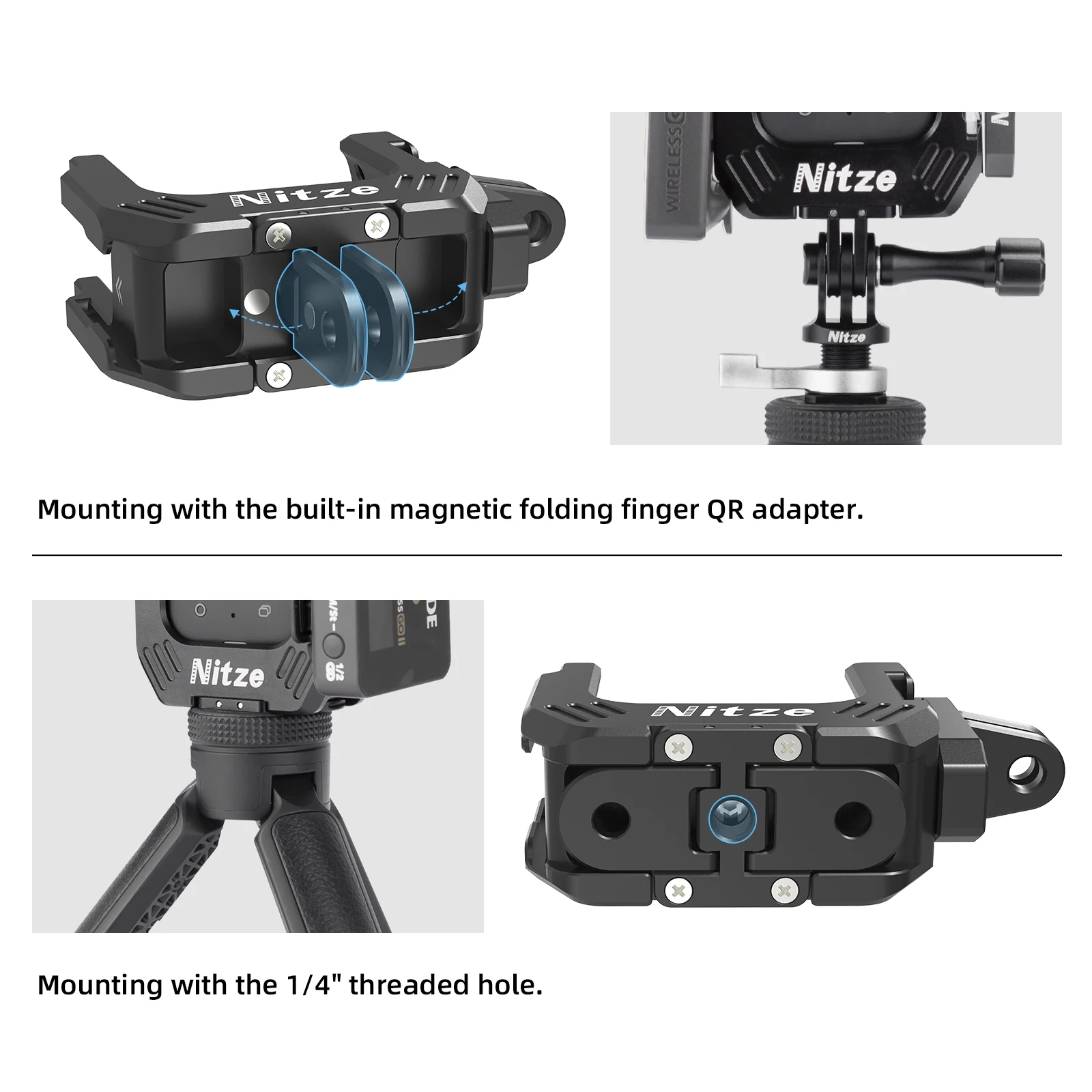 Nitze Half Cage for Insta 360 X3 with Folding Finger Adapters view 6