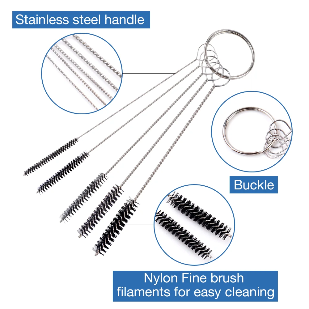 11/22 pcs AirBrush Spray Gun Nozzle Cleaning Set Needle Brush Repair Tool Stainless Steel Handle Precision Car Motorcycle Kit