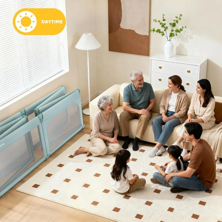 روضة أطفال، روضة أطفال قابلة للطي، شكل وحجم قابل للتعديل، ساحات لعب كبيرة لسلامة الأطفال الصغار (71 × 79 أخضر) #6