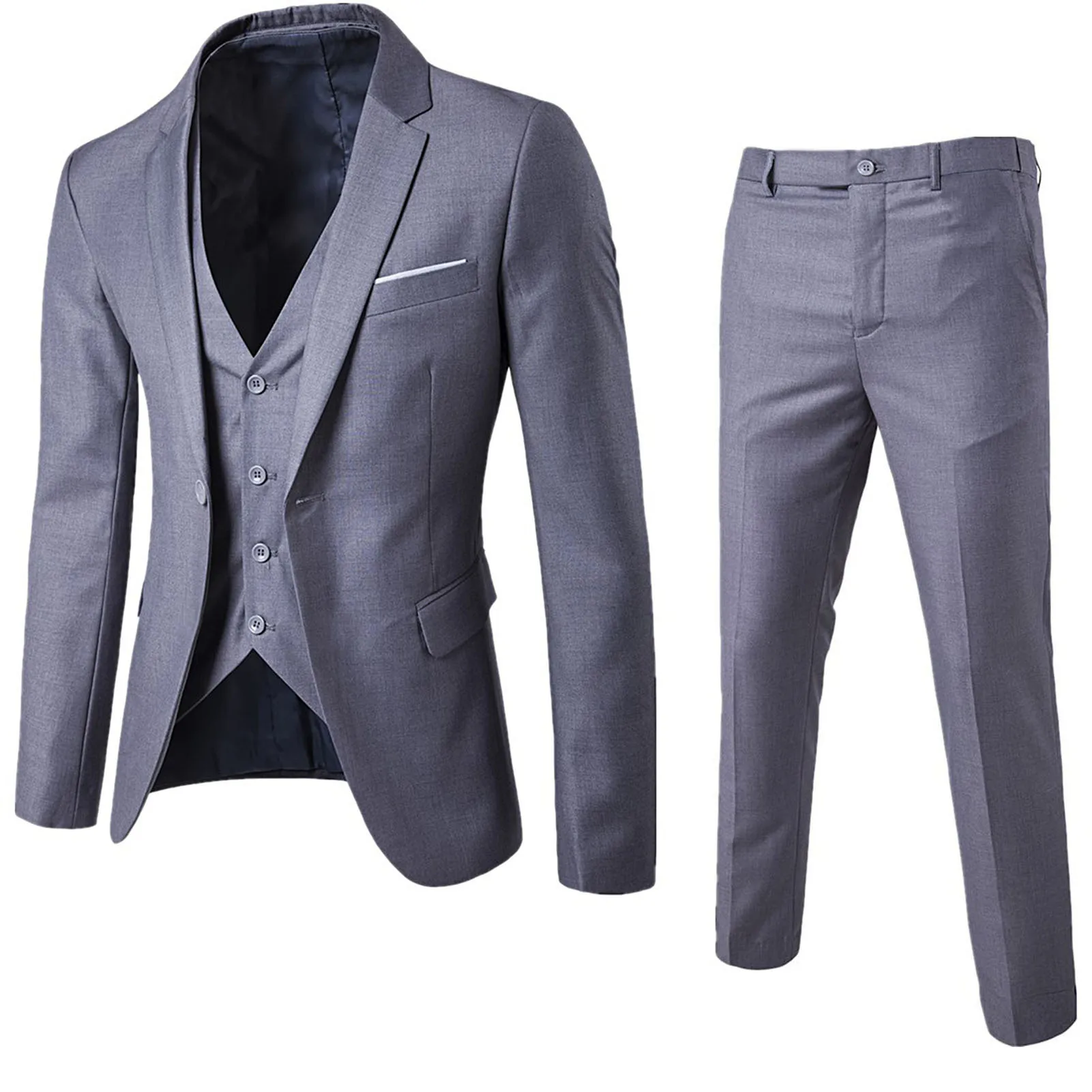 3-teiliger Anzug für Herren, schmaler formeller Anzug, einfarbig, Blazer, Weste, Hosen-Set, 3-teiliger Herrenanzug, Business-Anzug, Kostüm Homme,