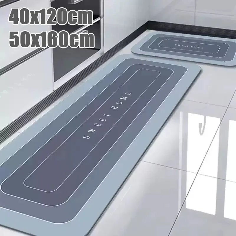 1-2PCS Quick Dry Crystal Velvet Kitchen Mat Thick Soft Floor Rug Non Slip Oil Proof Absorbent for Bathroom Hallway Laundry