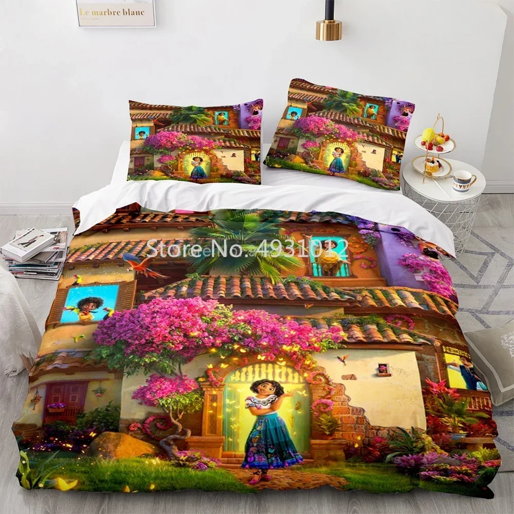 Cartoon Encanto Family Tree 3D Print Bedding Set Cute Duvet Quilt Cover Pillowcase Bedroom Decorative Home Textile for Kids Gift