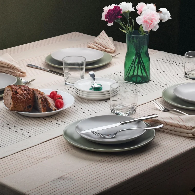 طقم أواني فضية مكون من 40 قطعة، خدمة لـ 8 قطع، طقم أطباق من الفولاذ المقاوم للصدأ، آمن للاستخدام في غسالة الأطباق