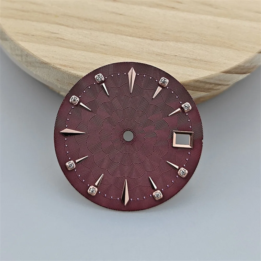 29MM Watch Dial Diamonds Corrugated Single Calendar Dial for NH35 Mechanical Movement Accessories